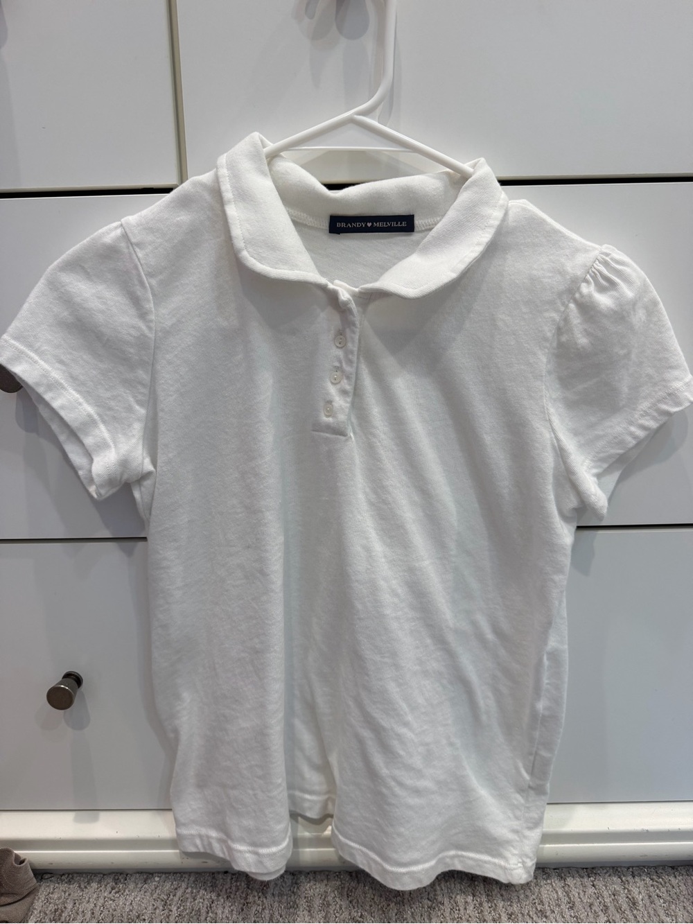 Brandy Melville White Short-Sleeve Polo Tee-Worn Once Like New